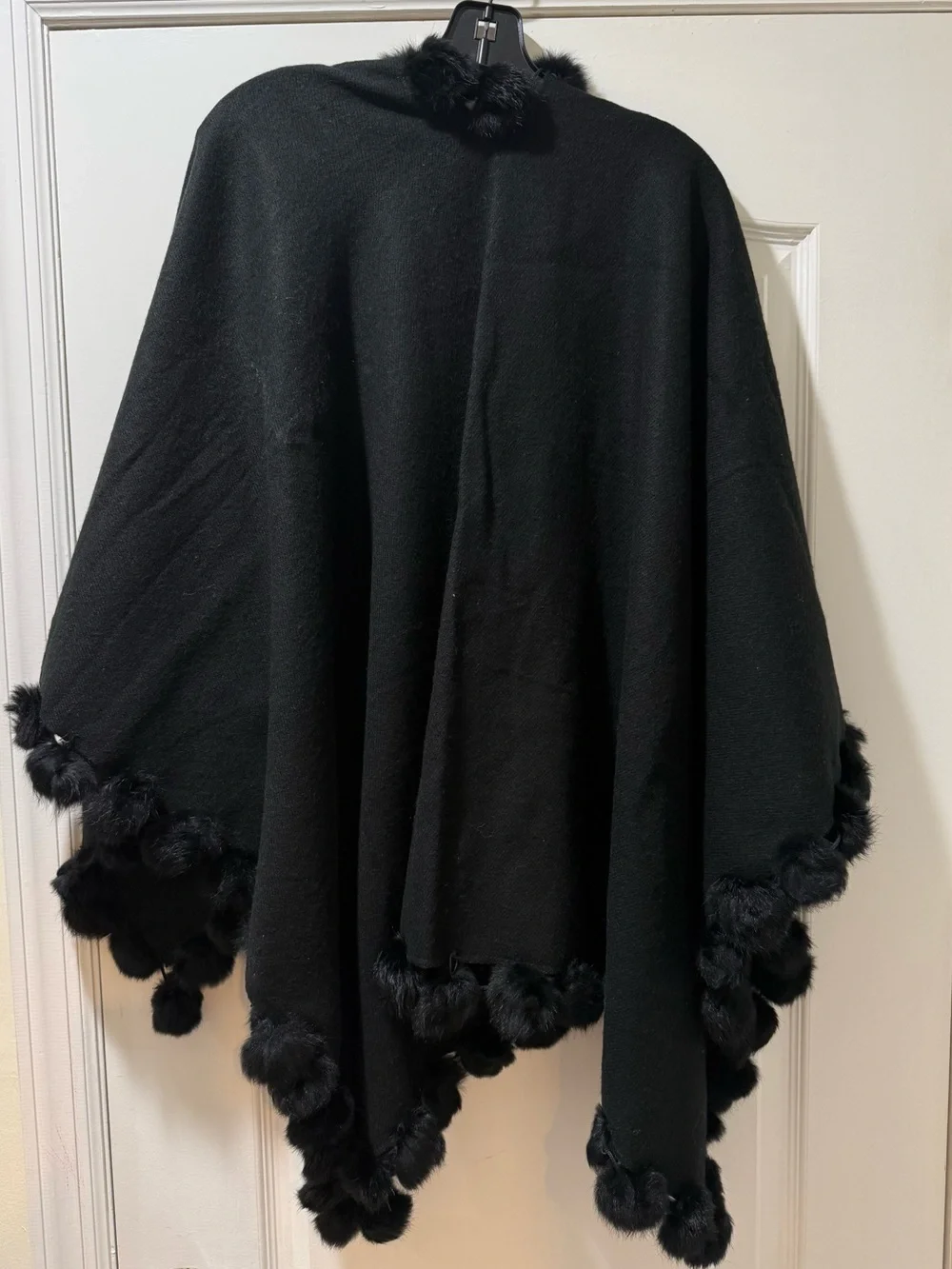 Wool and genuine fur poncho/wrap